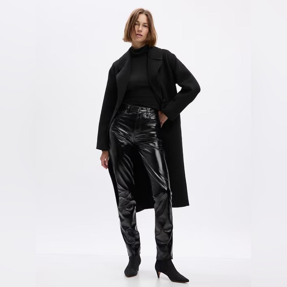 Sleek HighShine Black Vegan Leather Pants